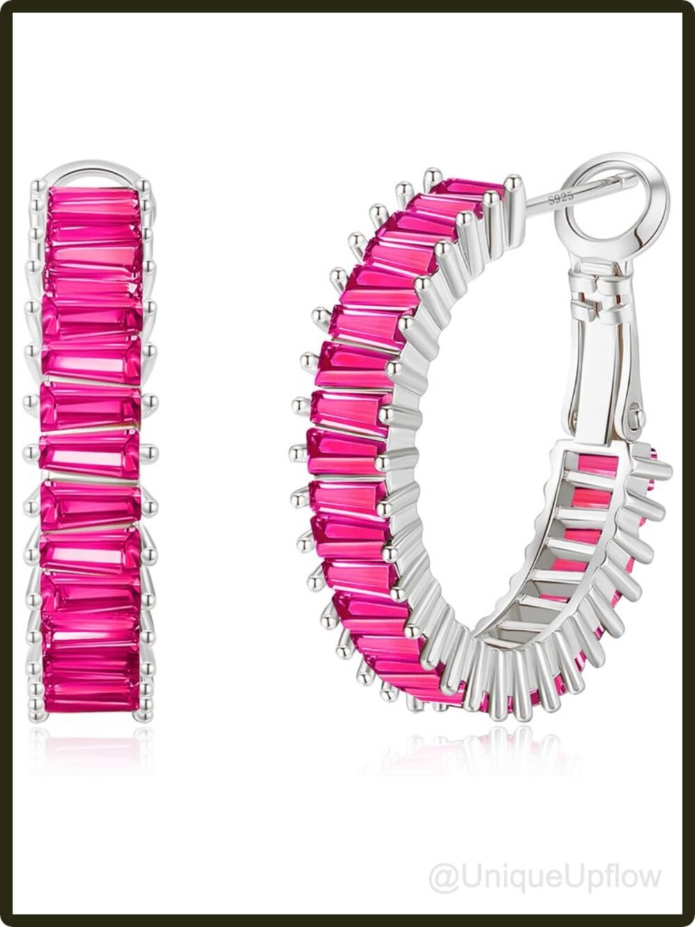 14K Gold Plated Cubic Zirconia Hoop Earrings 25mm Hypoallergenic